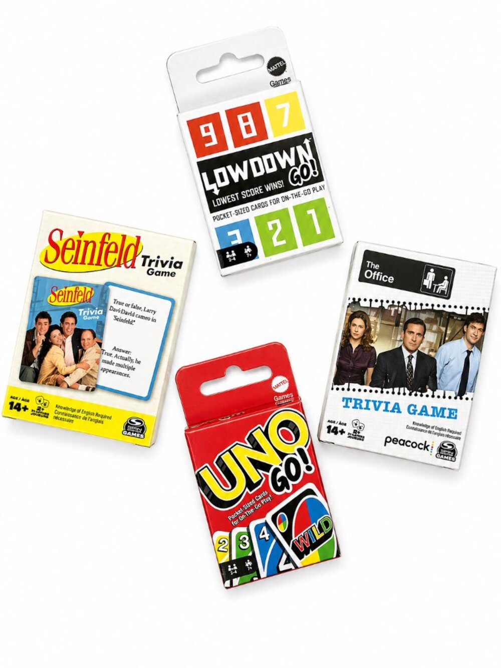 UNO Go! + Seinfeld Trivia + The Office Trivia + Lowdown GO! Game Night Bundle